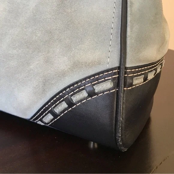 Coach Hampton Y2K ‘07 Baby Blue Suede/Leather Shoulder Purse And Wristlet F11208 - Picture 13 of 15